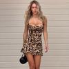 Women's Leopard Print Mini Dress, Spaghetti Strap Bodycon Cami Dress, Sleeveless Slim Fit Summer Party Going Out Dress
