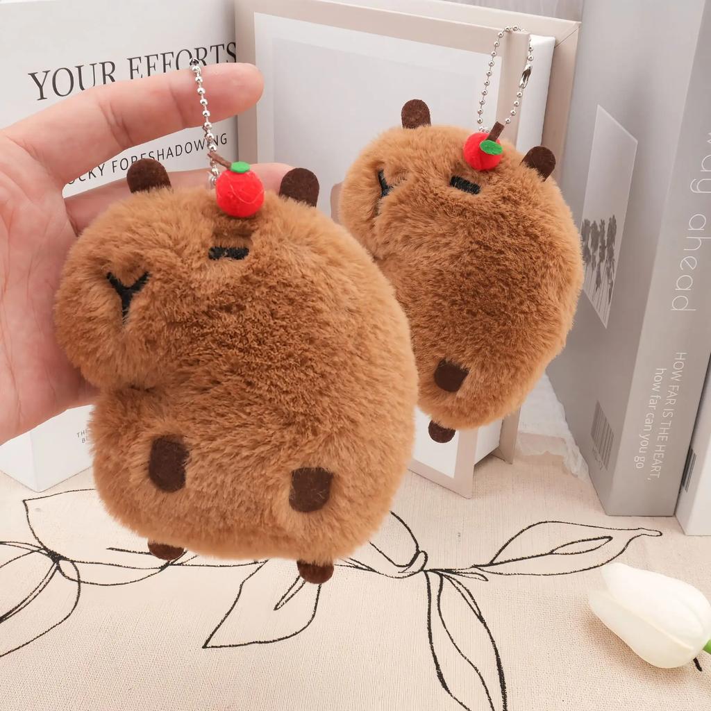 1-10PCS Squeaky Capybara Plush Keychain Cute Animal Toy Capybara Creative Bag Charm Keyring for Backpacks and Purses