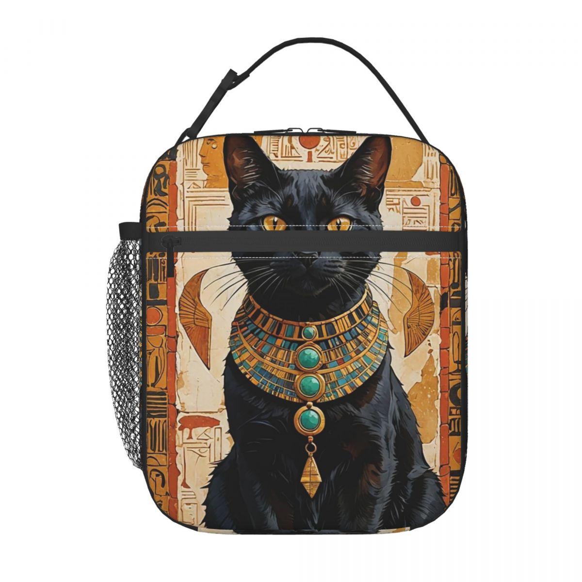 

Egyptian Cat Pattern Insulated Lunch Bag for Kids School Cooler Thermal Food Box Tote Portable Lunch Boxes Container One Size