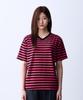 ADERNM Summer Daily Big Stripe Crop V-Neck T-Shirt Pink