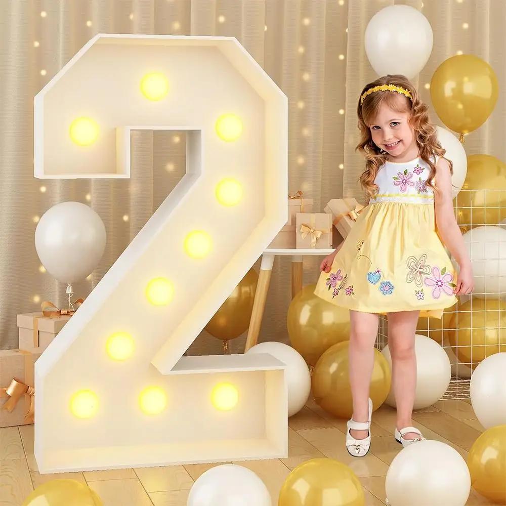 0-9 Numbers LED Light Balloon 91cm Light Up Balloons Balloon Filling Box Giant Numbers LED Lighted Giant Birthday Figure