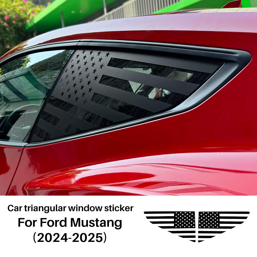 Для Ford Mustang GT 2024 2025 Заднее стекло Треугольное стекло Наклейка Декоративная накладка Аксессуары для автомобиля ПВХ чёрный