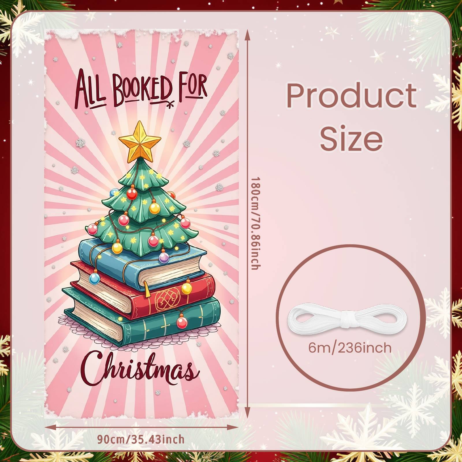 Holiday Backdrop Green Pine Xmas Display Christmas Party Display Pink Bow Merry Christmas Banner For Winter Party Xmas Christmas