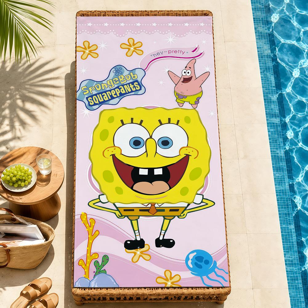 Beach Towels cute b-b-BobS-s Soft fun Quick Dry Pool cartoon s-S-S-SpongeS-eS bathing Towel Travel Gym Spa Camp sport face Gift