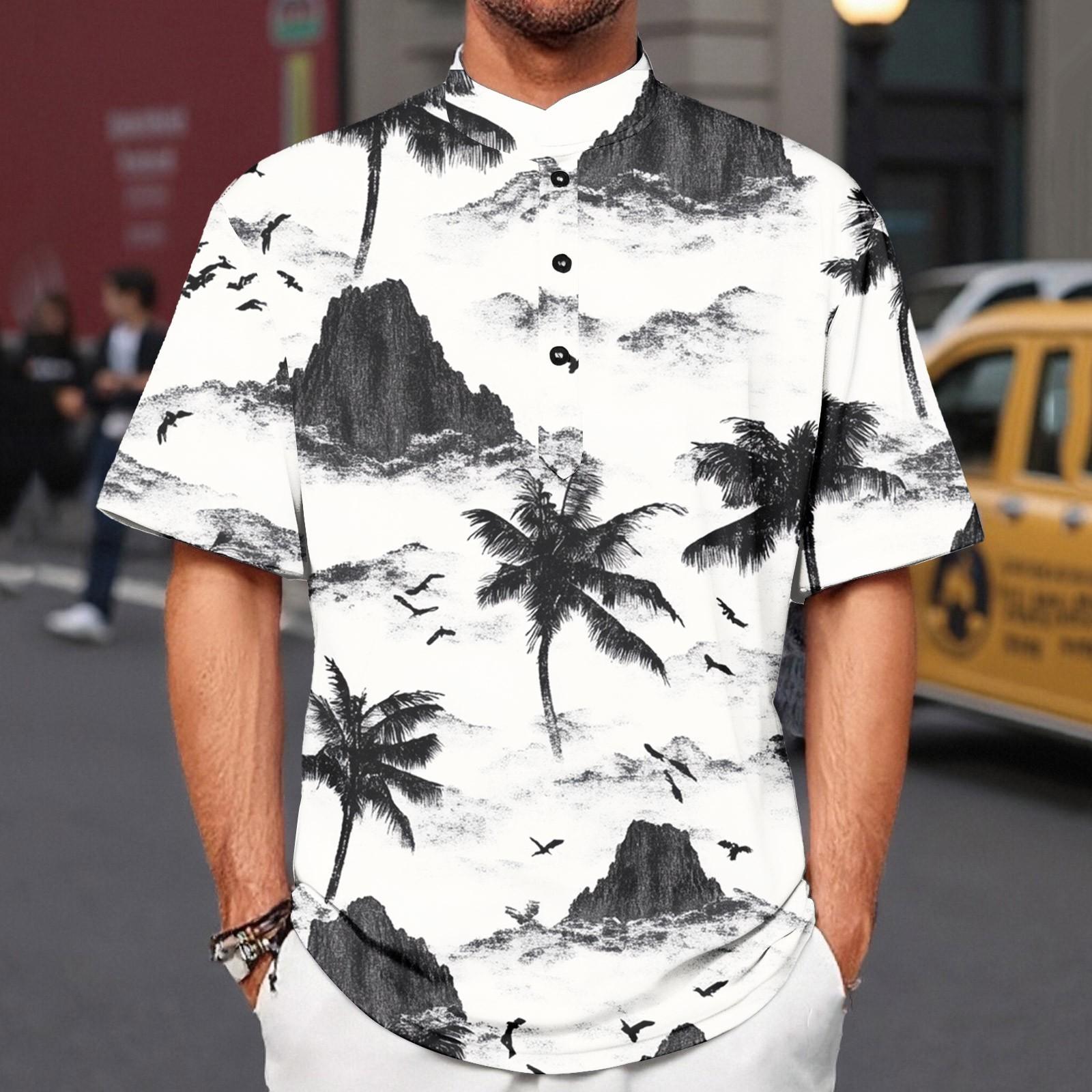 

Новий літній чоловічий повсякденний комір-стійка з коротким рукавом L чорний