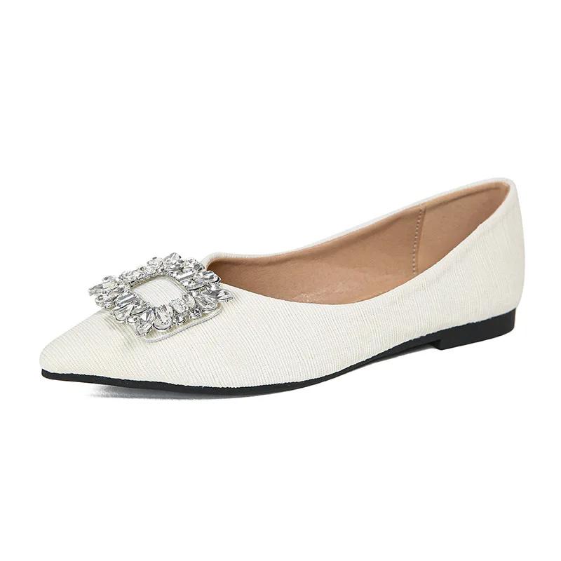 New Women Flat Shoes Beautiful Crystal Casual Pointed Toe Boat Shoes Slip-on Loafers