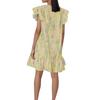 Women's Fashion Casual V Neck Wavy Edge Print Short Sleeve Dress