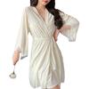 Sexy Pajamas Golden Velvet Premium Autumn And Winter Lace Pure Desire Suspender Nightgown Nightgown Two-Piece Set