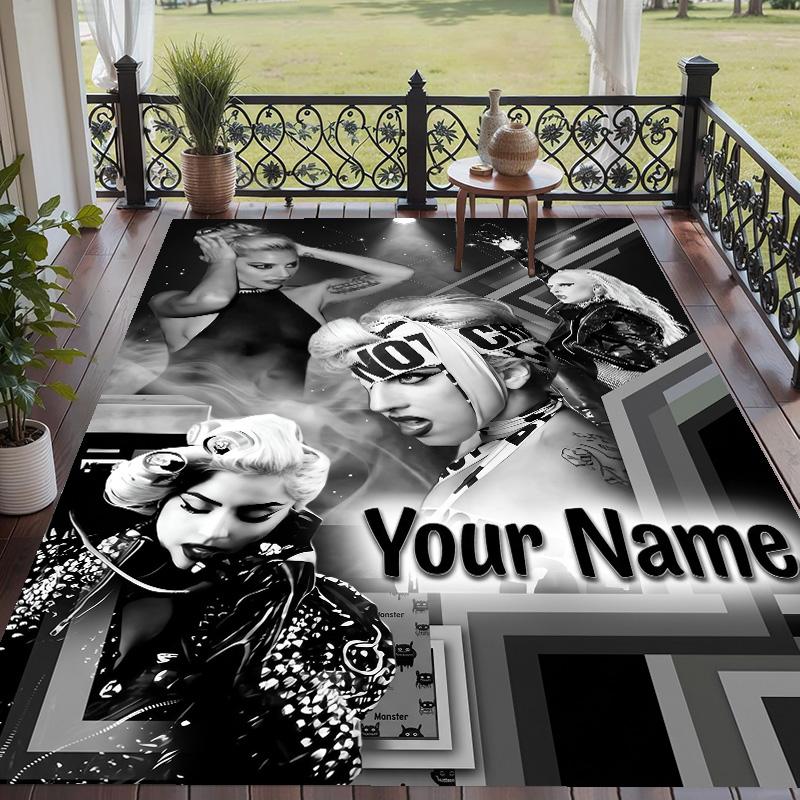 Custom Text Lady Gaga Pattern Floor Rug Soft Indoor Carpet Mat Living Room Bedroom