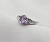 925 Sterling Silver Amethyst Cut Oval Ring, Minimalist Leaf Detail Jewelry