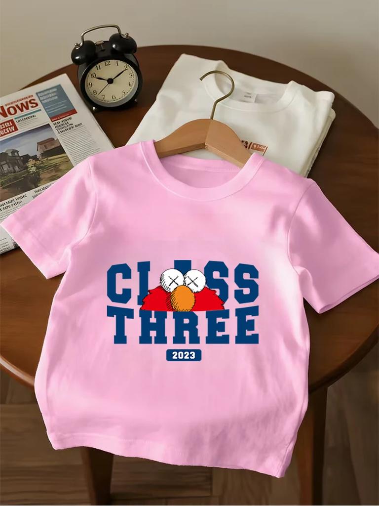 Elmo Sesame Street Kids Short Sleeve T Shirt Summer Cute Cartoon Crewneck Boys Girls 3-14