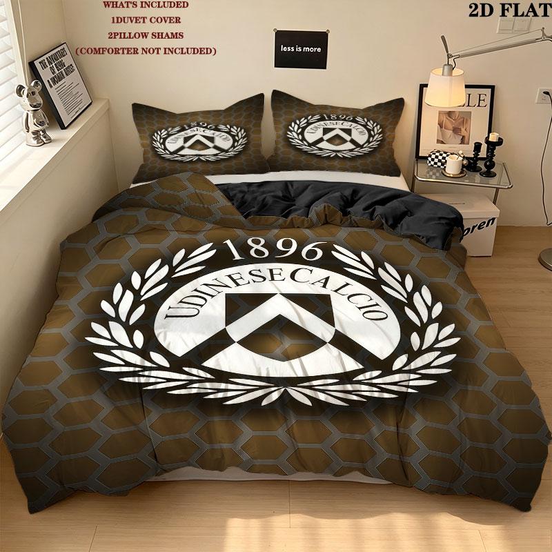Set Copripiumino Trapuntato Udinese Calcio Federe Decorazione Casa Regalo di Compleanno (1 * copripiumino + 2 * federa, senza nucleo)