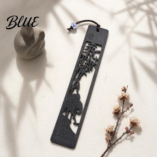 Chrysanthemum Bookmark Wooden Hollow Carved Bookmark Plum Orchid Bamboo Classical Natural Mahogany Page