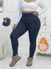 Kieszeniowe Jesienno-Zimowe Grube Legginsy Plus Size z Podszewką z Polaru z Wysokim Stanem Odzież Wierzchnia Damskie Zimowe Ciepłe Legginsy