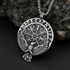 Nordische Wikinger Edelstahl Kompass Rune Anhänger Halskette Für Männer Frauen Vintage Odin Rabe Halsketten Amulett Schmuck Großhandel