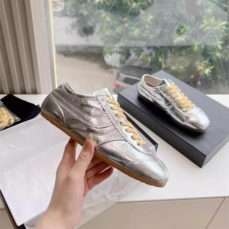 Leather Women's Casual Sneakers Designer Training Shoes Patchwork Lace-up Sneakers Leather Flat Women's Shoes