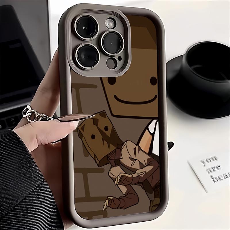 Cartoon Box Man Pattern Silicone Phone Case For iPhone 17 16 15 14 13 12 11 Pro Max 16 Plus 16E Shockproof Candy Soft TPU Cover