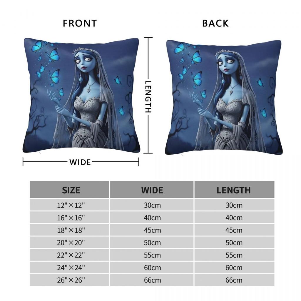 Corpse Bride Emily Pillowcase Printed Polyester Cushion Cover Gift Throw Pillow Case Cover Car Square 40X40Cm