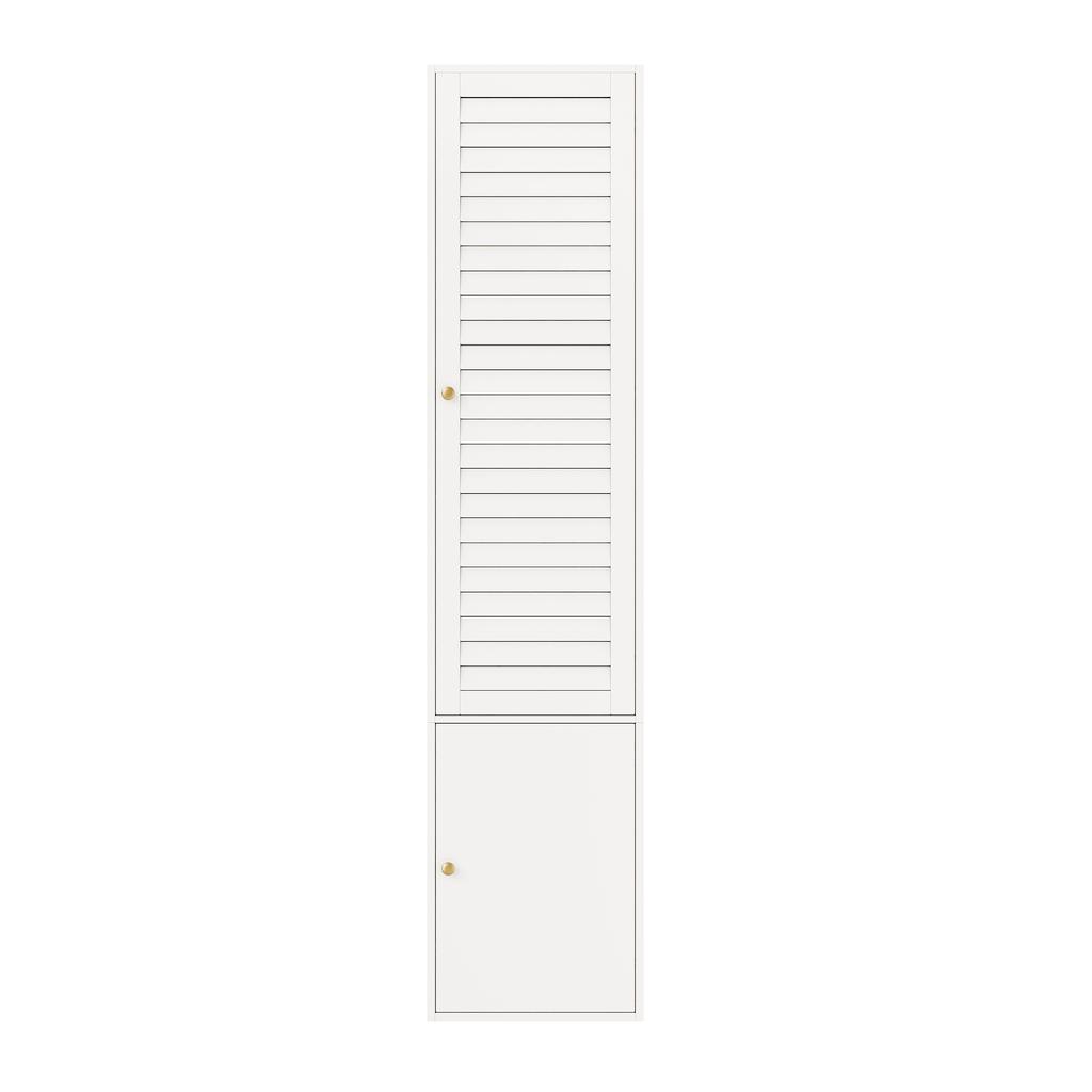 Single-door Wardrobe, with Slatted Door, 1 Clothes Rail and 3 Storage Compartments, 45 X 50 X 200 Cm, for Bedroom, Bathroom and Children's Room