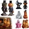 Small Autumn Pumpkin Crafts Spooky Halloween Figurine, Resin Scary Ghost Tabletop Decoration Table Centerpieces for Tiered Tray, Shelf, Mantel,