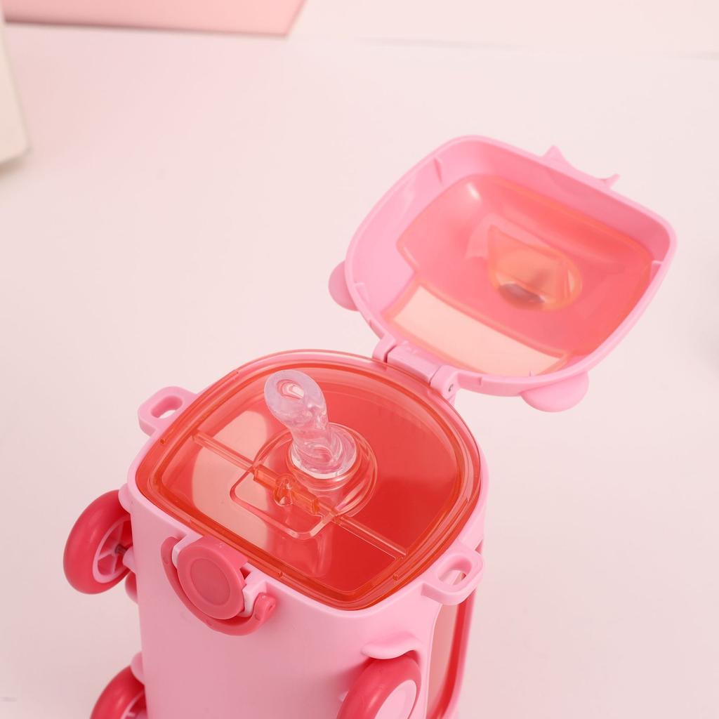 Water Bottle High Value Baby Bus Cartoon Children Water Cup Kindergarten Student Straw Cup Outdoor Portable Strap Kettle