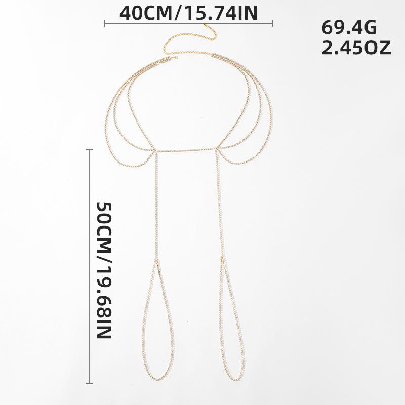 European & American Geometric Multilayer Rhinestone Body Chain Waist Jewelry for Beach Bikinis