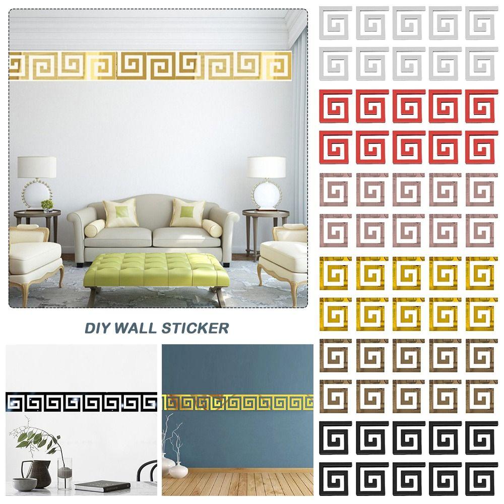 10pcs 3D Mirror Self-Adhesive Waistline Self-Adhesive Edge Strip Decoration Corner Line  Wall Decor