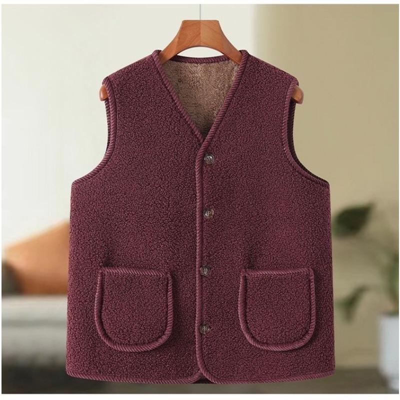 Lamb Hair Vest Female Mother Autumn and Winter with Thick Velvet Vest Casual Sherpa Gilet