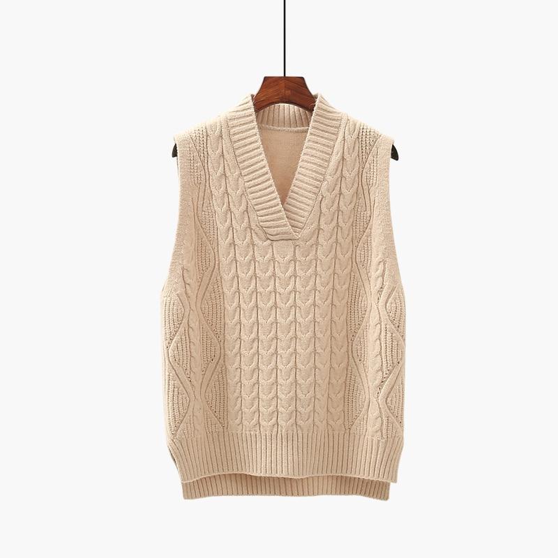 Twist Pullover Sweater Vest Women 2026 Autumn New Loose Net Red V-neck Waistcoat Wool Knitted Vest Women