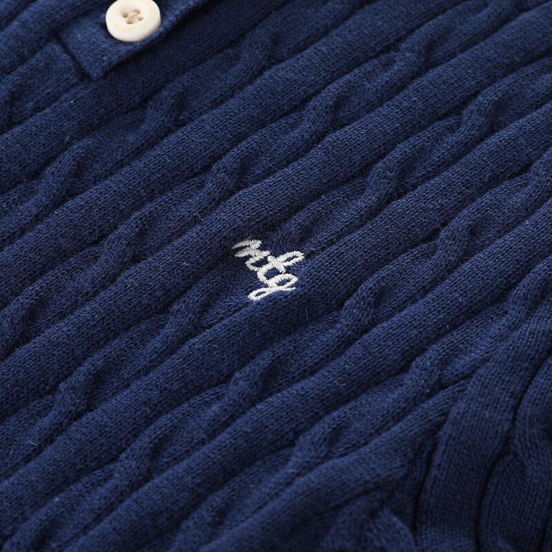 Mengte Jiao Girls' 2026 Summer Cable Knit Polo Dress