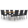 7 Pcs Garden Dining Set Woven Resin
