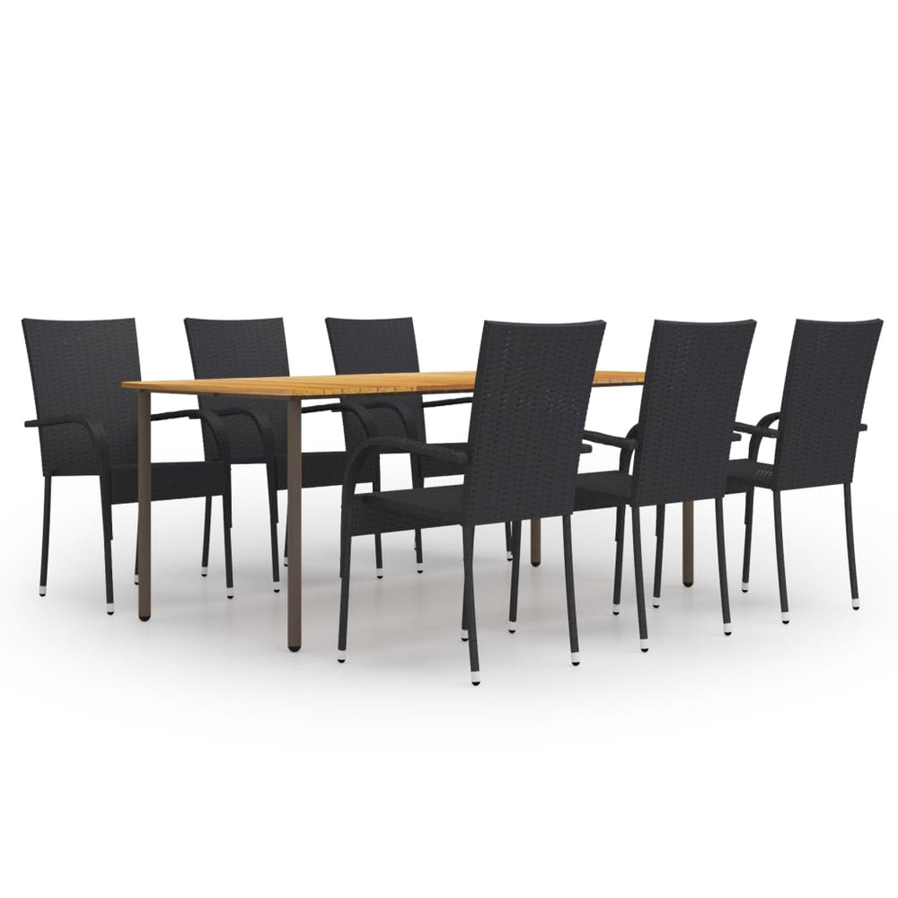 7 Pcs Garden Dining Set Woven Resin
