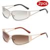 Protective Glasses 2pcs Y2K Metal Frame Square Sunglasses Hollowed Out Future Sense Of Technology  Girls Net Red Sunglasses
