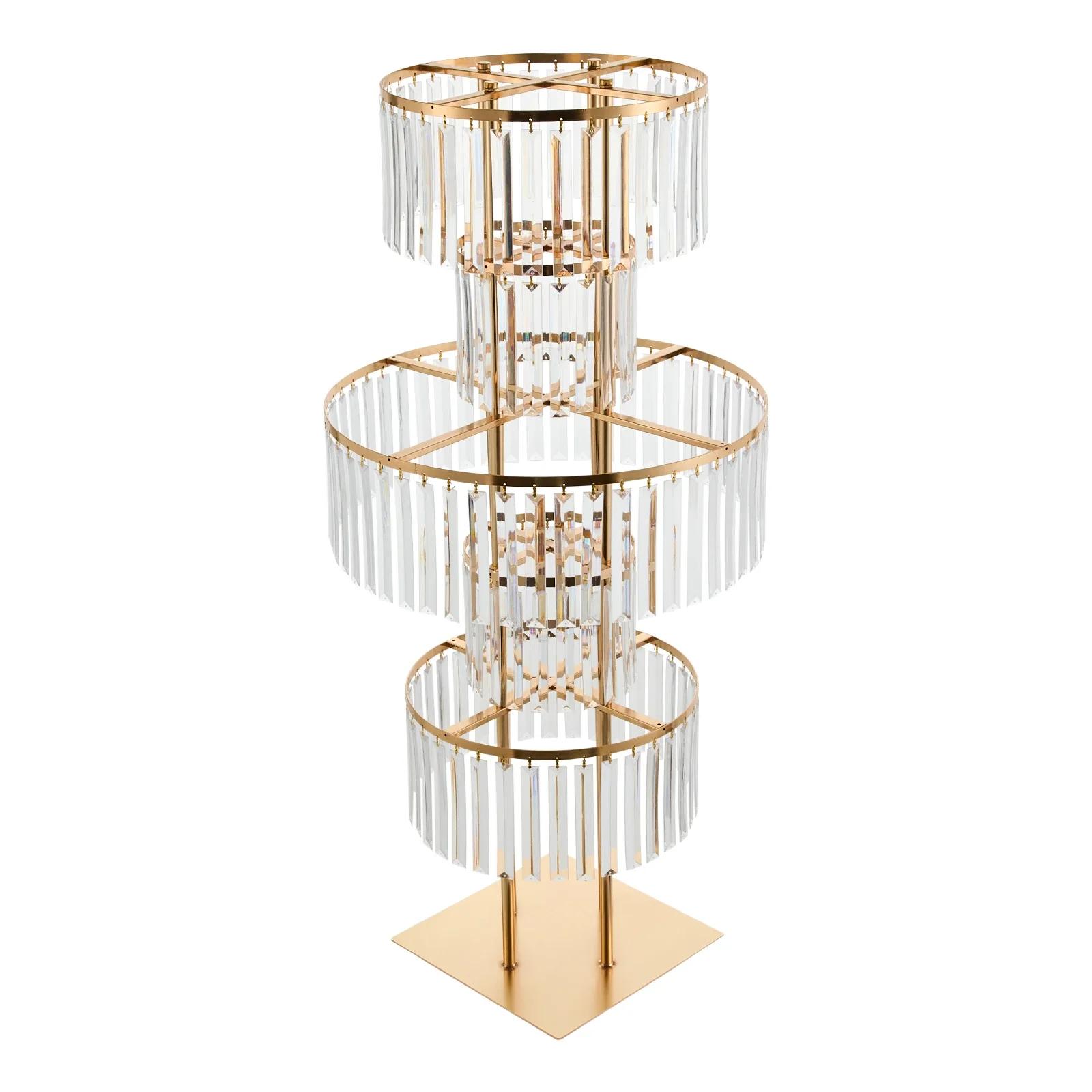 

5-ярусные свадебные центральные композиции Подставка для цветов с подвесными кристаллами Золотые вазы Круглая цветочная люстра Пьедестал для вечеринки по случаю дня рождения золотой