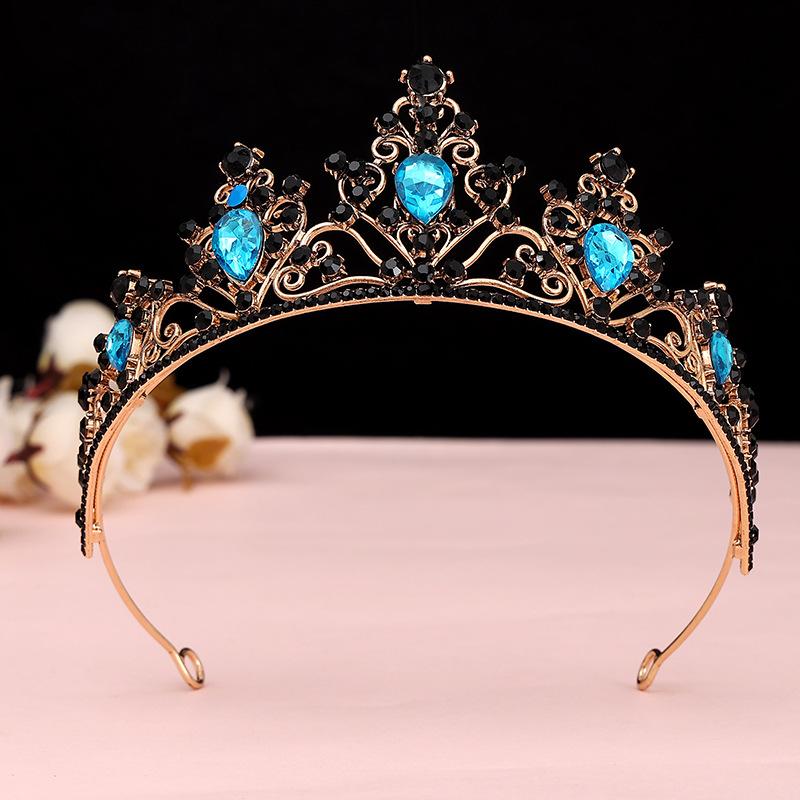 Black Baroque Crown Tiara Bride Eighteen Female Bar Mitzvah Birthday Princess Crown
