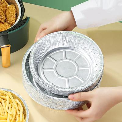 Bandeja de aluminio desechable gruesa y redonda para freidoras de aire y hornos