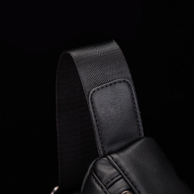 Men's Chest Bag Messenger Bag Korean Version of The Trendy Shoulder Bag Leather Casual Diagonal Backpack Men's PU Fashion Dumpling Bag