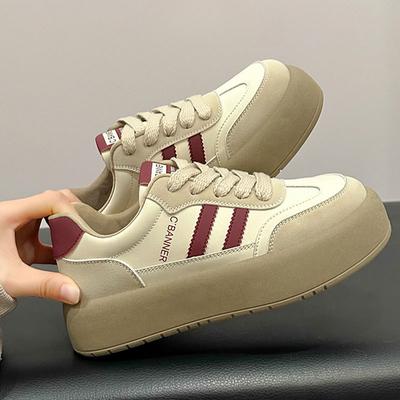Leder Plateau Deutsche Trainingsschuhe Damen Frühling Sommer Neu Vielseitige Erhöhende Board Schuhe Retro Lässige Sportschuhe