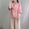 Spring Summer Retro Seven Quarter Ladies' Cotton Linen Shirt Blouse Chinese Traditional Women's Formal Top Ttang Costume Hanfu
