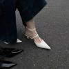Fashion New Sexy Women's Sandals Summer Low Heel Pointed Thin Strap Strap Buckle Slippers Fashion Temperament Commuter Heel Sandals