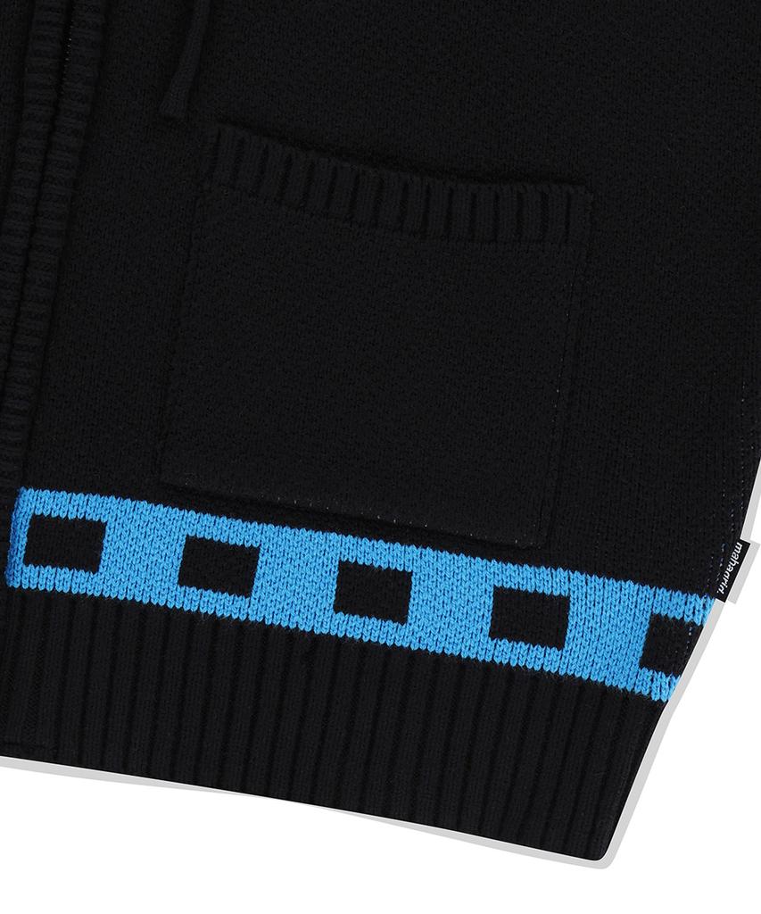 MAHAGRID Hockey Knit Zip-Up Hoodie Black(Mg2Efmk693A)