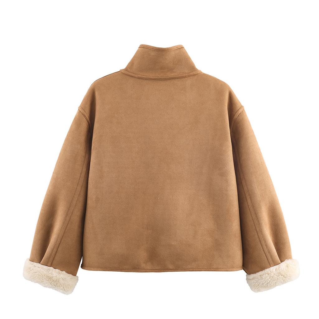 European and American style, new women's clothing, fashionable, casual, double-sided velvet thermal jacket