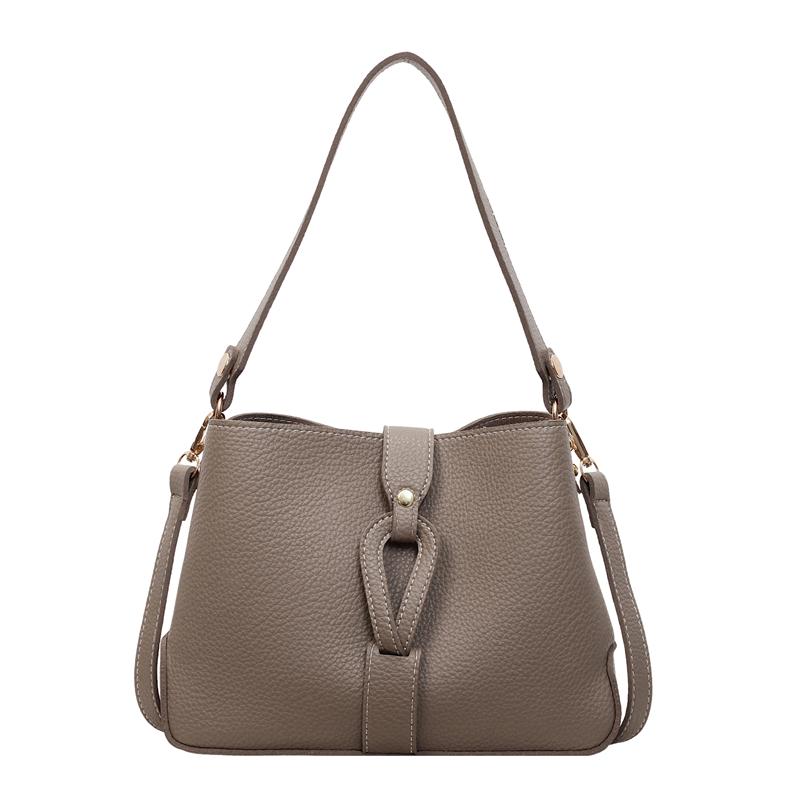 Fashion Lychee Pattern Solid PU Bucket Women's Shoulder Bags Hot Sale Soft Leather Simple Commuter Versatile Daily Crossbody Bag