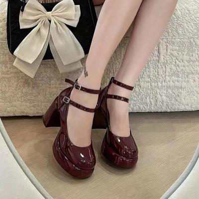Damskie Czółenka Buty Paski Krzyżowe Damskie Płytkie Sukienki Buty Mary Jane Damskie Eleganckie Obuwie Na Wysokim Obcasie Platforma Obcasy