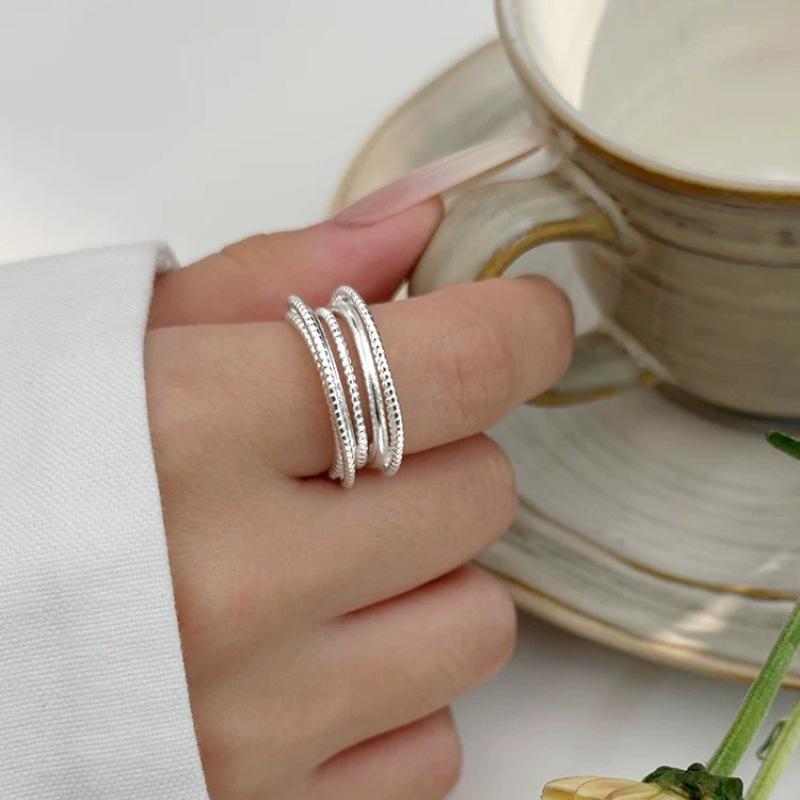 Stylish Irregular Wide Band S925 Silver Ring for Women - Versatile Open Design