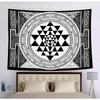 Sitting totem Meditation Tapestries Holy Geometry Black and White Art Tapestry Wall Hanging for Bedroom Living Room