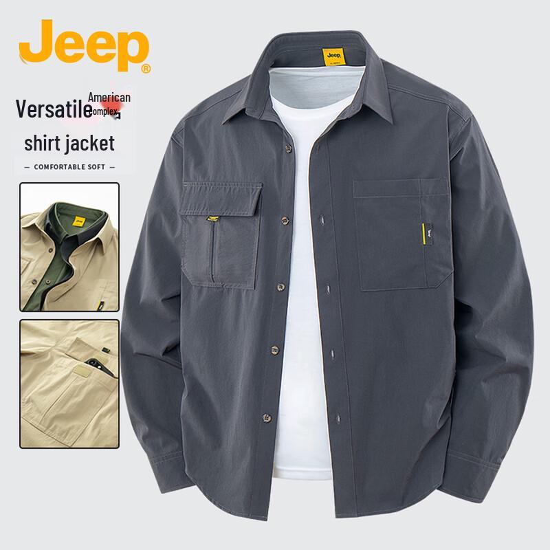 JEEP Men's Vintage Long-Sleeve Polo Shirt