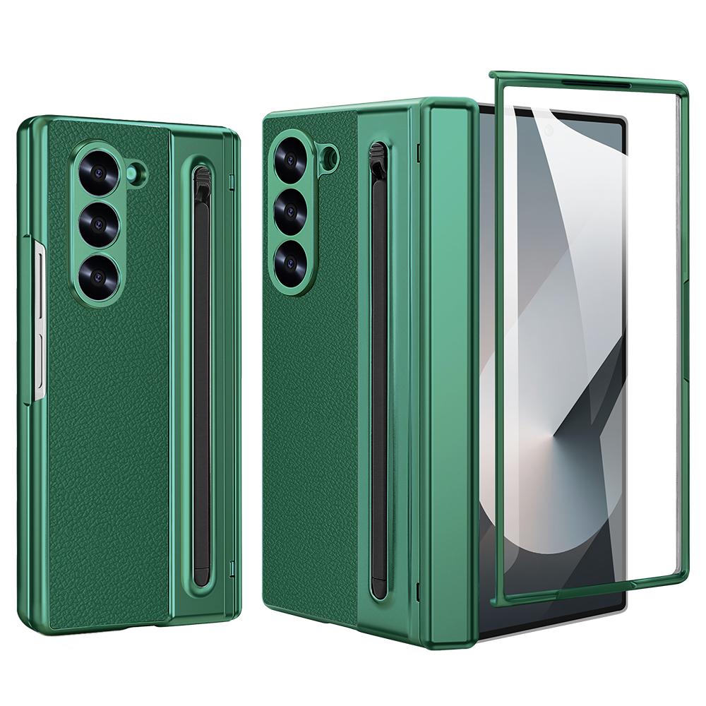 Suitable for Galaxy Z Fold 7/6/5/4 Phone Case WIth Touch Pen&Pen Slot, Full Protector Magnetic Hinge Cover with Glass Film
