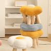 Small Foot Stool Cute Sunflower Soft Teddy Velvet High Resilience Wooden Footstools for Bedroom Living Room Sofa Yellow