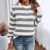 Sweaters For Women  R-neck Striped Cute Color Block Fall Winter Knitted Pullover Tops